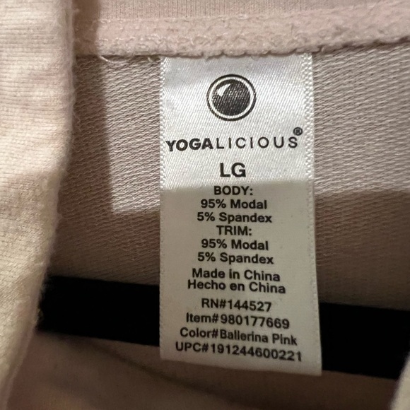 003. Yogalicious Relaxed Cross Neck Light Pink Sweatshirt Women's L - Picture 7 of 12